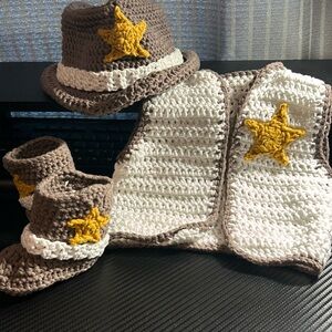 Crochet baby sheriff outfit